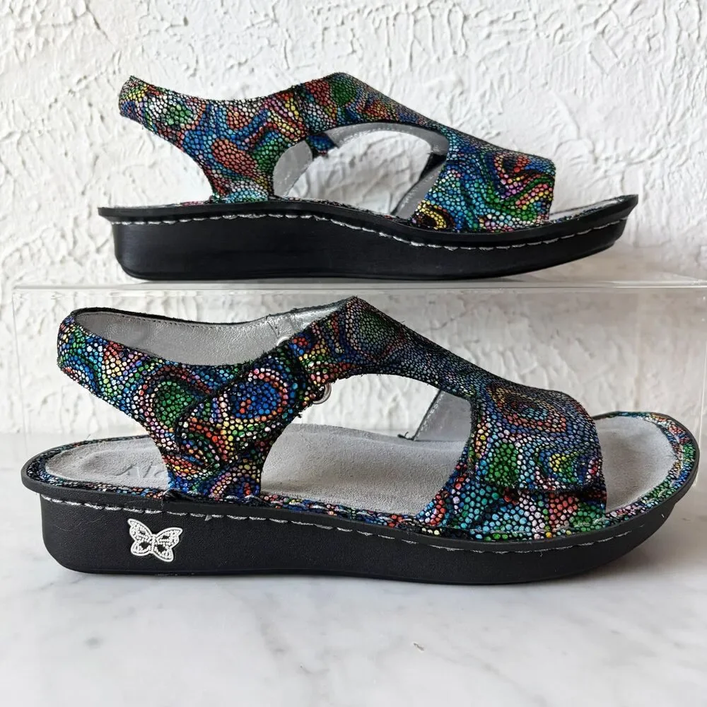 Alegria Viki Sandals Women's 39/8.5 Rainbow Cyclone Leather Comfort Slingback